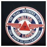 Vintage metal and porcelain Delta Airlines sign