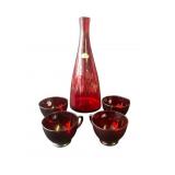 Ruby red glass decanter