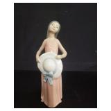 Lladro "Curious Girl with Straw Hat" porcelain