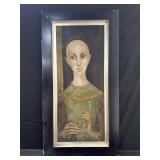 Framed oil on board portrait