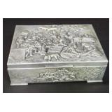Hand chased silver plate box