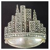 Sterling silver and marcasite brooch/ pendant