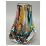 Signed studio art glass vase
