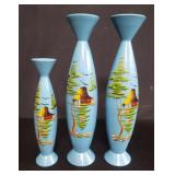 Hand painted Japanese wood vases