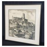 Signed charcoal drawing