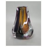 Signed studio art glass purple vase
