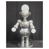 Post modern chrome robot sculpture table lamp by