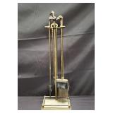 Vintage brass duck handle fire place tools