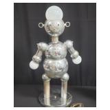 Post modern chrome robot sculpture table lamp