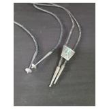 Leather and silver bolo ties