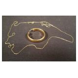 14k gold necklace and 1 hoop earring