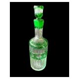 Vintage green glass decanter