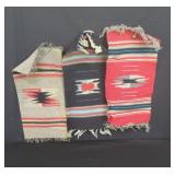 Three Native American sample rugs