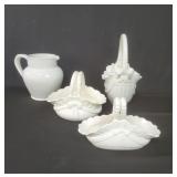 Box of ceramic baskets and pitcher