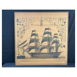 Framed serigraph on canvas of builders atlas