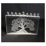 Glass and metal menorah