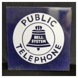 Vintage porcelain on metal public telephone dual
