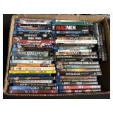 Box of movie DVDs