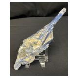 Blue kyanite and quartz crystal cluster