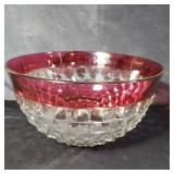 Indiana glass Diamond Point ruby flash punch bowl