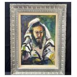 Signed framed oil on board abstract portrait