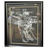 Signed framed abstract chalk on paper