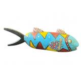 Vintage African carved wood fish puppet