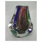 Signed studio art glass multicolor vase