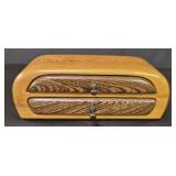 Signed and dated teak jewelry chest