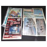 Group of Asian prints and Disney poster