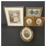 Box of vintage framed photographs