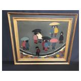 Signed G. Doussot mid-century oil painting on