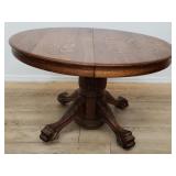 Antique English tiger oak extension dining