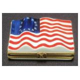 Limoges porcelain American flag trinket box