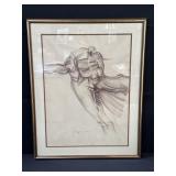 Signed framed abstract pastel on paper