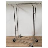 Double rail clothes hanger rolling garment rack