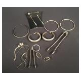 Group of sterling silver earrings, etc.