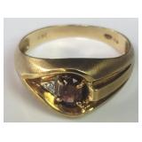 14k gold ring with tourmaline and diamond