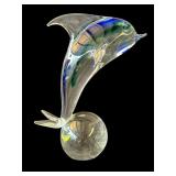 Vintage signed Quidio glass dolphin sculpture