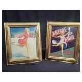 Pair of vintage framed print advertisements