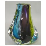Signed studio art glass multicolor vase