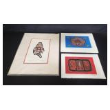 3 Signed Native lithographs