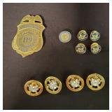 Group of movie prop Marshal pins, prop police