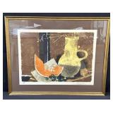 Framed pencil signed still life lithograph by