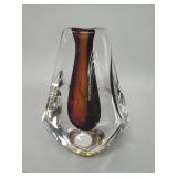 Signed studio art glass multicolor vase