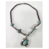 Sterling silver with turquoise and ceramic beads