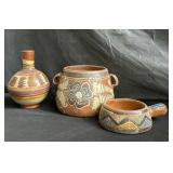 Vintage hand painted clay pottery