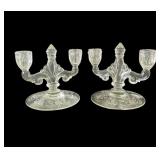 Pair Heisey crystal candlesticks