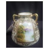 Double handled Nippon vase by Maple Leaf