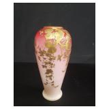 Harrach Victorian gilt peachblow art glass vase